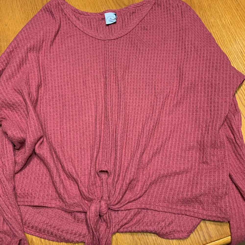 paper crane long sleeve knotted top
